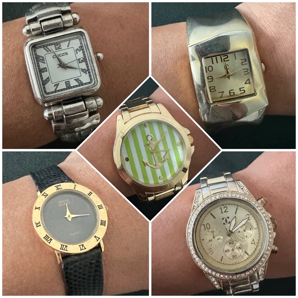 5 for 1 Silver and Gold Analog Watches